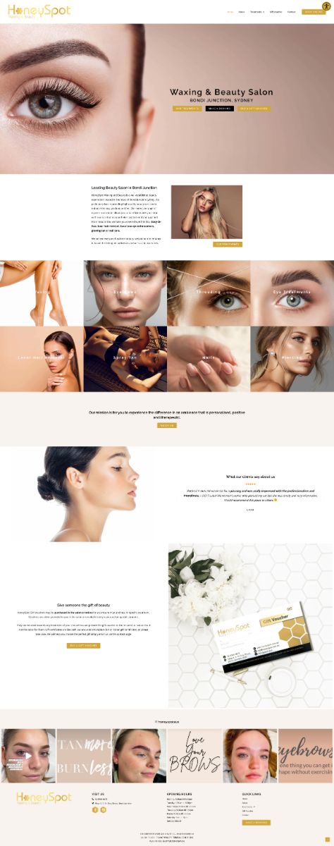 web design beauty beautician honey spot bondi