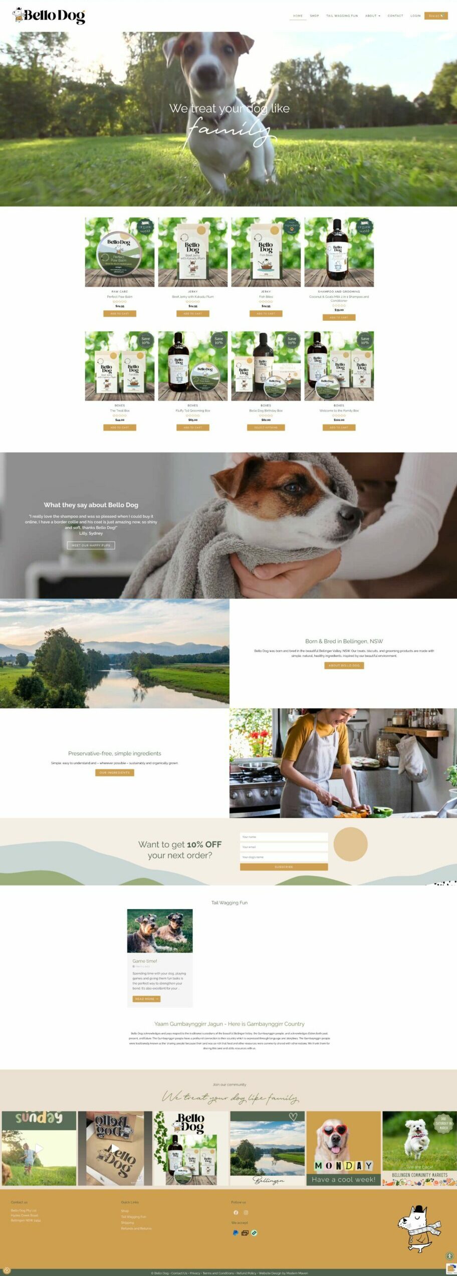 website design dog treat bello dog australian made
