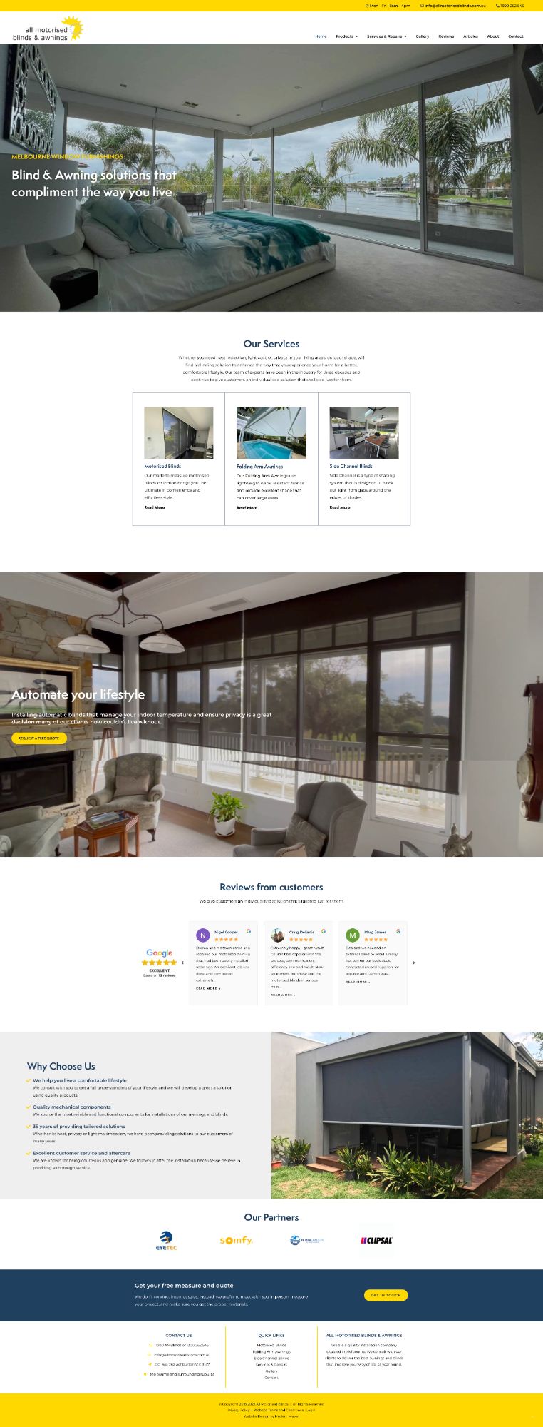 website design all motorised blinds melbourne curtains side channels