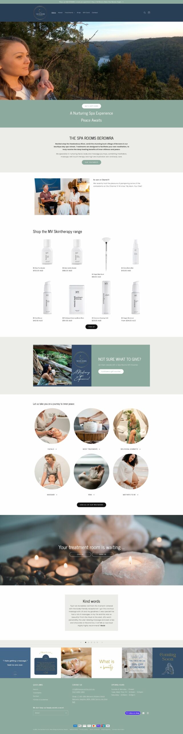 web design the spa rooms shopify day spa berowra facials massage