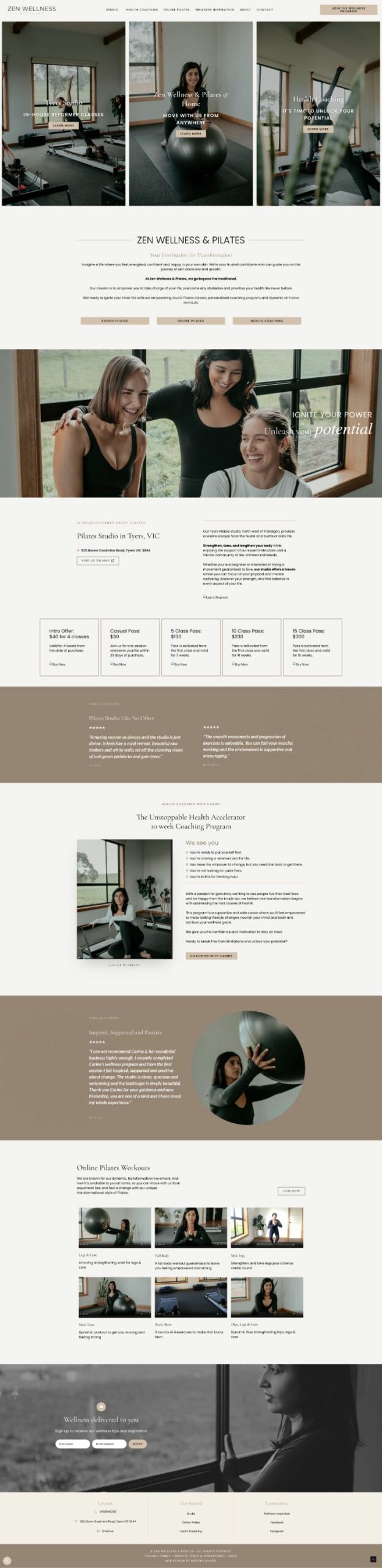 website design pilates studio